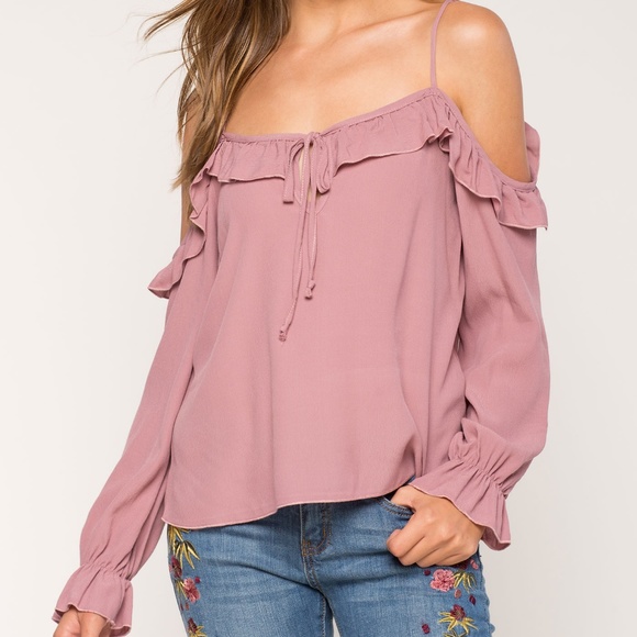 Tops - Ruffle Cold Shoulder Top